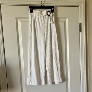 Zara White Pleated Wide-Leg Pants